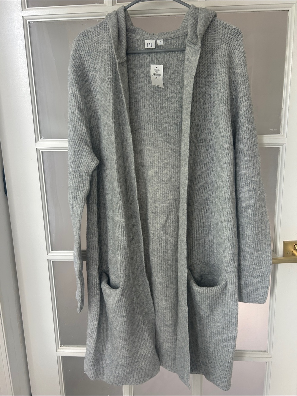 GAP Women's Hooded Open-Front Cardigan - Heather Gray
